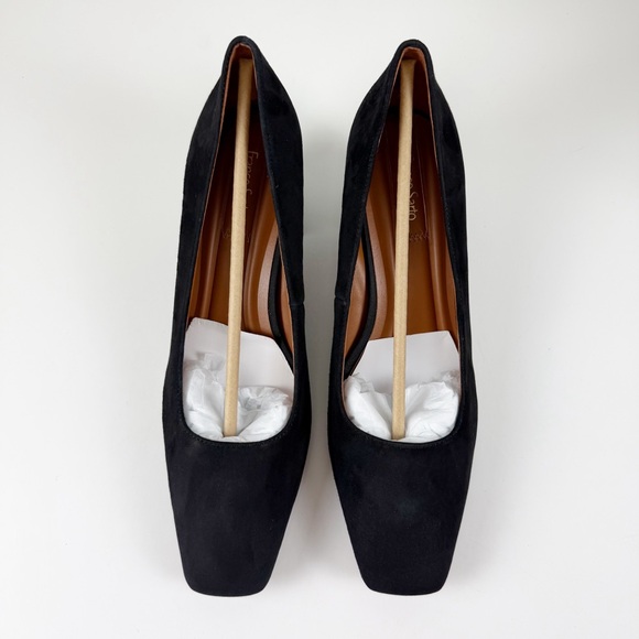 Franco Sarto Salino Square Toe Pumps Womens 10M Black Suede Block Heel NEW main image 7